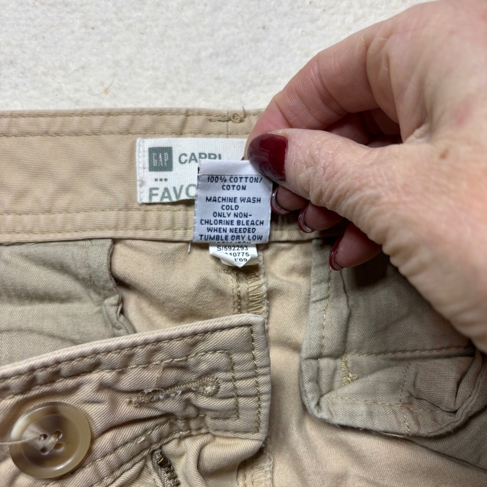 Gap Favorite Khaki Capri Pants Tan Beige 100% Cotton Cropped Chinos Size 6 #375 - Picture 10 of 12